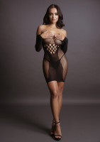 Эротическое мини платье с длинными рукавами и открытыми плечами Long Sleeved Mini Dress