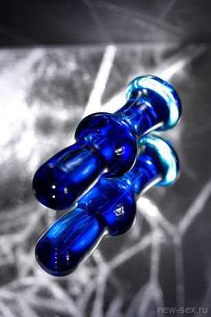 Стеклянная анальная втулка синего цвета Sexus Glass