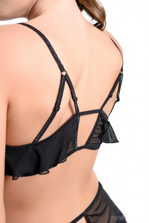 Черный бралетт с воланами и застежкой спереди Lora