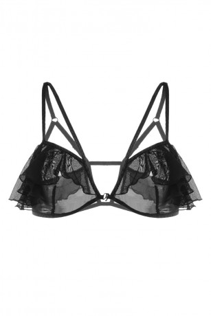 Черный бралетт с воланами и застежкой спереди Lora