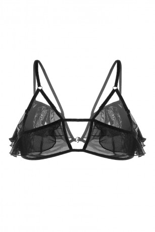 Черный бралетт с воланами и застежкой спереди Lora