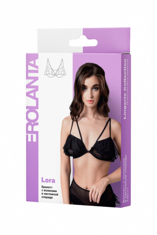 Черный бралетт с воланами и застежкой спереди Lora