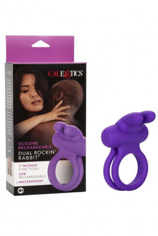 Перезарежаемое двойное эрекционное кольцо с вибрацией Dual Rockin Rabbit