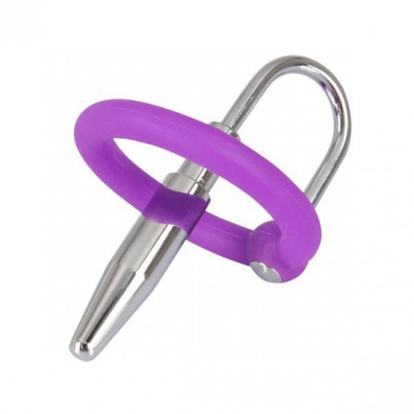 Уретральный стимулятор с силиконовым кольцом под головку Penis Plug