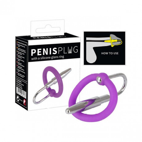 Уретральный стимулятор с силиконовым кольцом под головку Penis Plug