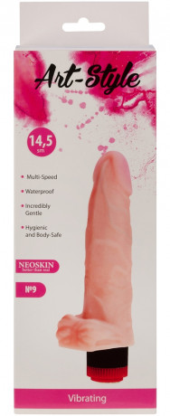 Телесный многоскоростной вибратор из киберкожи с плавным регулированием скоростей ART-Style 9