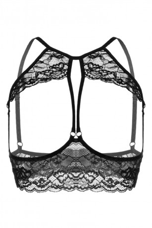 Эротический черный бралетт с открытой грудью Sandra