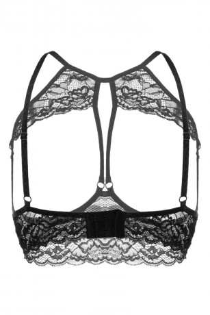 Эротический черный бралетт с открытой грудью Sandra
