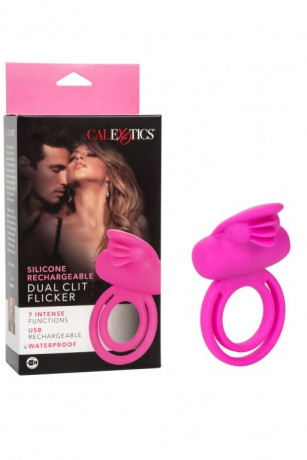 Двойное эрекционное кольцо с вибрацией Dual Clit Flicker