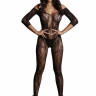 Боди-комбинезон с рукавами и открытым доступом Lace Sleeved Bodystocking