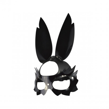 Изящная маска зайки из высококачественной черной лаковой кожи