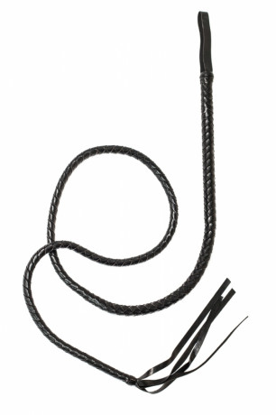 Длинный черный кнут с удобной рукояткой для БДСМ игр Party Hard Prima