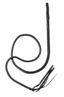 Длинный черный кнут с удобной рукояткой для БДСМ игр Party Hard Prima