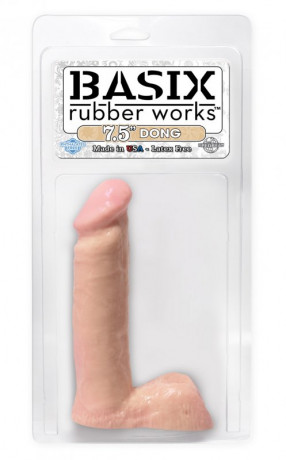 Телесный фаллос с мошонкой BASIX 7,5in