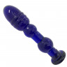 Анальный стимулятор с ребрышками из синего стекла