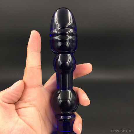 Анальный стимулятор с ребрышками из синего стекла