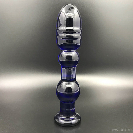 Анальный стимулятор с ребрышками из синего стекла
