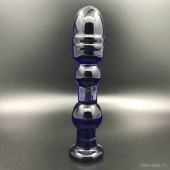 Анальный стимулятор с ребрышками из синего стекла