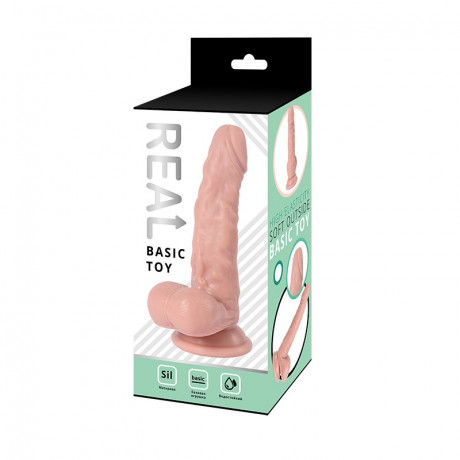 Силиконовый реалистичный фаллоимитатор REAL с мошонкой на присоске