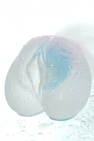 Розово-прозрачный мастурбатор-вагина из эластичного материала Juicy Pussy Crystal Wave