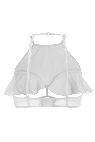 Эротический белый бралетт с открытой грудью Karen