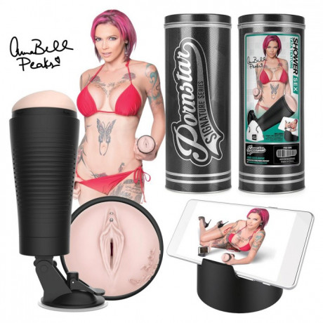 Реалистичный мастурбатор в виде вагины в удобной колбе PORNSTAR ANNA BELL PEAKS