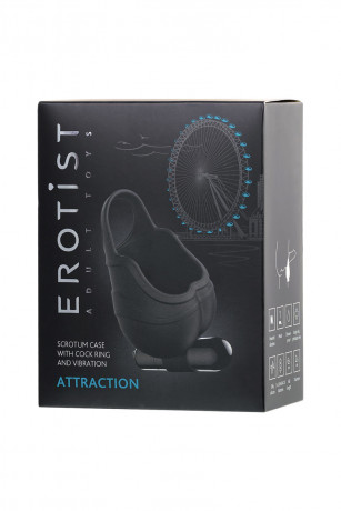 Чехол для мошонки с эрекционным кольцом и вибрацией Attraction Erotist