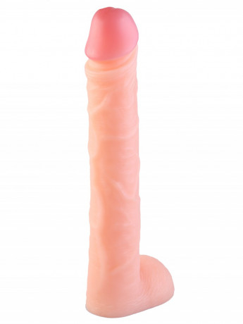 Реалистичный фаллоимитаторОгромный реалистичный фаллоимитатор из эластомера с мошонкой и мощной присоской