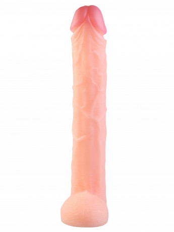 Реалистичный фаллоимитаторОгромный реалистичный фаллоимитатор из эластомера с мошонкой и мощной присоской