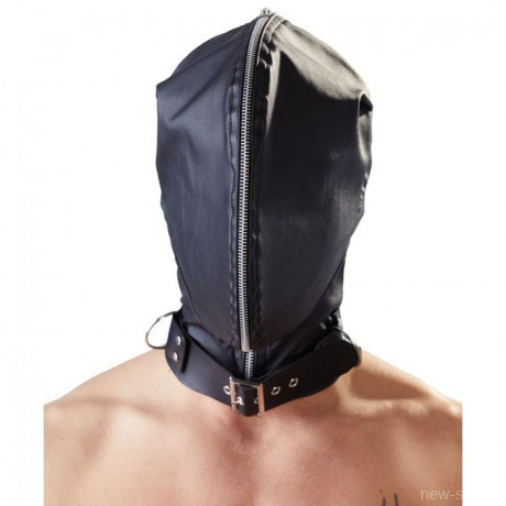 Глухая маска шлем с молнией Double Mask by fetish collection