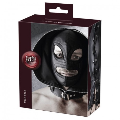 Глухая маска шлем с молнией Double Mask by fetish collection
