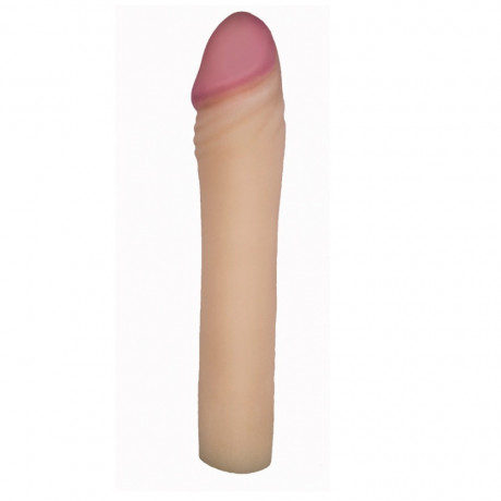 Телесная эластичная насадка удлинитель из киберкожи 20 см