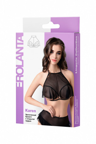 Эротический черный бралетт с открытой грудью Karen