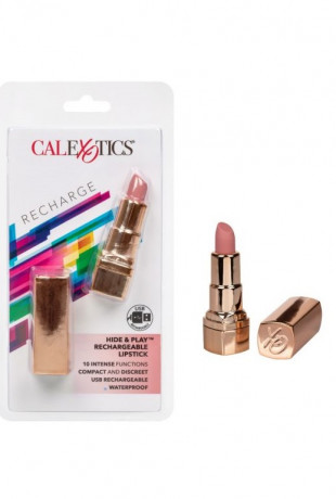 Перезарежаемый миниатюрный вибромассажер в виде помады Hide Play Rechargeable Lipstick