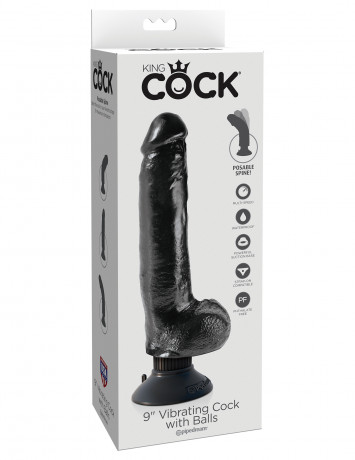 Реалистичный вибратор 3 в 1 на съемной присоске 9 Vibrating Cock with Balls 