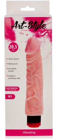 Вибромассажер телесного цвета с рельефной структурой из материала киберкожа ART-Style 3
