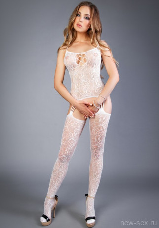 Боди-комбинезон белый с вырезом на груди Impulse