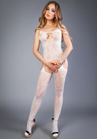 Боди-комбинезон белый с вырезом на груди Impulse