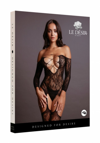 Боди-комбинезон с имитацией чулок и глубокой зоной декольте Criss Cross Neck Bodystocking