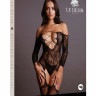Боди-комбинезон с имитацией чулок и глубокой зоной декольте Criss Cross Neck Bodystocking