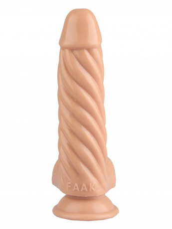 Фаллоимитатор необычной формы со спиральным рельефом и присоской