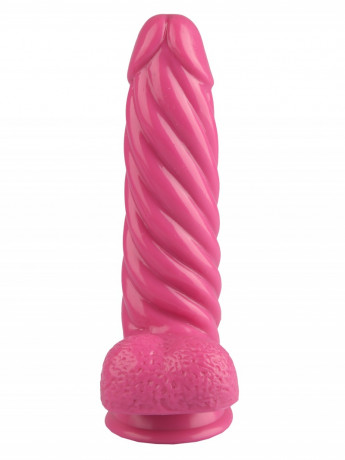 Фаллоимитатор необычной формы со спиральным рельефом и присоской