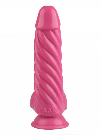 Фаллоимитатор необычной формы со спиральным рельефом и присоской