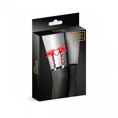 Гартер на ногу с бантиком и шипами GARTER WITH HEART