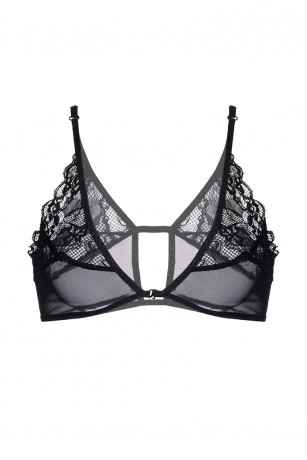 Черный кружевной бралетт с застежкой спереди Odette