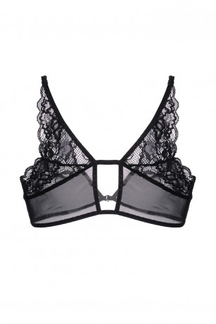Черный кружевной бралетт с застежкой спереди Odette