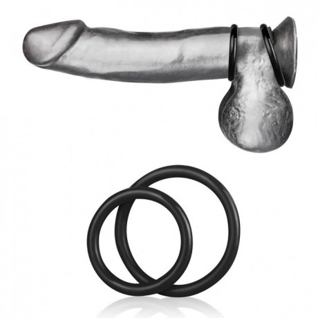 Набор из двух черных силиконовых колец разного диаметра SILICONE COCK RING SET