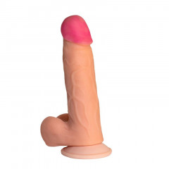 Фаллос реалистик с урупной головкой и мошонкой из киберкожи номер 70 DD