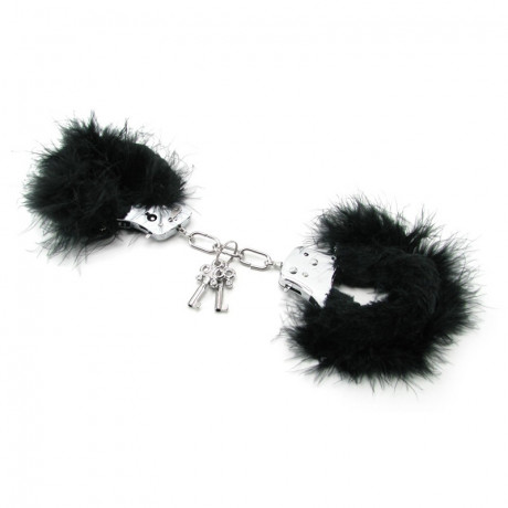 Наручники металлические Feather Love Cuffs с пухом черные