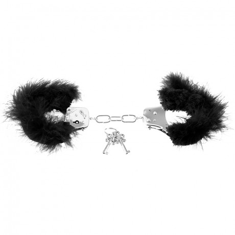 Наручники металлические Feather Love Cuffs с пухом черные